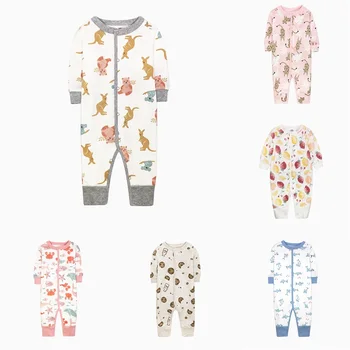 Одежда для новорожденных мальчиков и девочек, весенне-осенний комбинезон из чистого хлопка, комбинезон с длинными рукавами, пижама для малышей