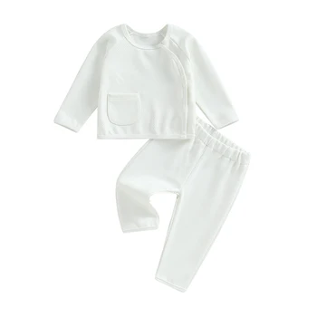 Комплект брюк для маленьких мальчиков, толстовка с длинным рукавом и пуговицами, брюки с эластичной резинкой на талии, одежда для младенцев
