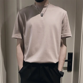 Мужская футболка из высококачественного хлопка, Новые брендовые летние топы, базовая однотонная повседневная одежда с коротким рукавом, модная мужская одежда 2023 A52