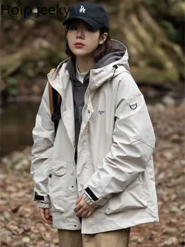 Стильная Японская уличная куртка с капюшоном с несколькими карманами, мужская Женская трендовая пара, свободная уличная спортивная куртка, дождевик, мужская женская куртка