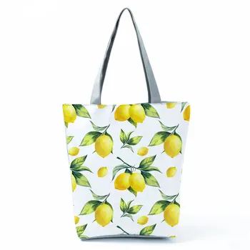 Сумка через плечо с освежающими фруктами, простые сумки с лимонным принтом, портативная сумка для хранения, хозяйственная сумка большой емкости, экологичная пляжная сумка