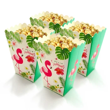 6шт/УП фламинго цветок лето ананас попкорн коробка чашка Гавайские тропические свадьбы, дня рождения, Закуски для вечеринок конфеты контейнеры