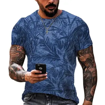 Летняя мужская футболка в гавайском стиле с круглым вырезом, повседневная Дышащая Свободная 3D печать, Модные топы большого размера с коротким рукавом, уличная одежда