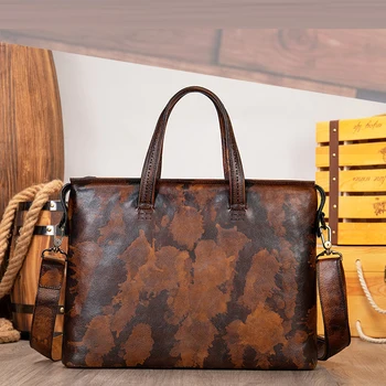 Сумка-портфель для ноутбука в стиле ретро, сумки из натуральной кожи, повседневная сумка-блокнот, повседневные рабочие сумки, Мужская сумка для документов