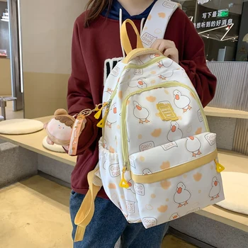 Рюкзак для девочек Kawaii, школьный ранец, модный мультяшный рюкзак для книг, водонепроницаемый для подростков, нейлон, Милый женский рюкзак Mochila