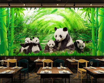 Обои на заказ Papel de parede панда бамбуковый лес, свежая и простая декоративная роспись, фон, настенная роспись из папье-маше