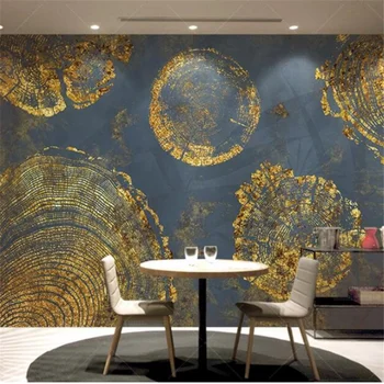 большая настенная роспись wellyu по индивидуальному заказу с текстурой из золотой фольги, абстрактный годовой круг, винтажный американский ТВ-фон, стена